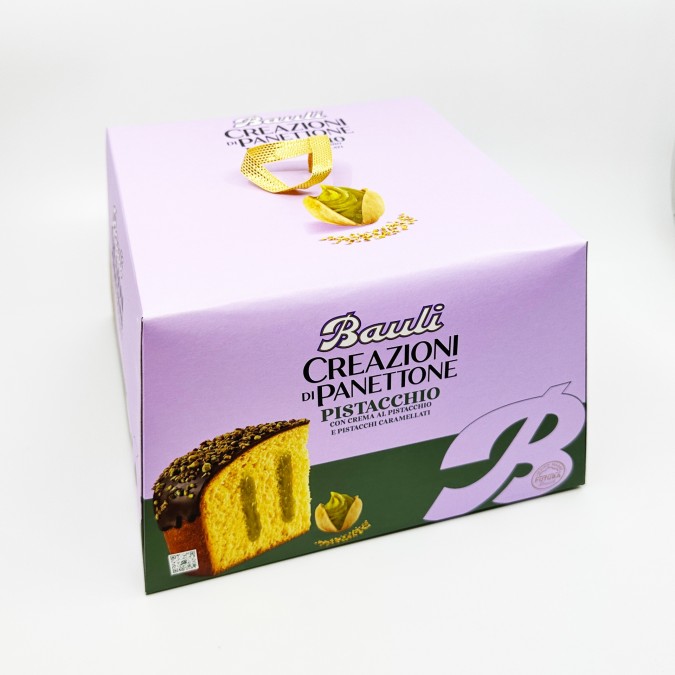 Bauli Creazioni di Panettone Pistacchio - Pisztácia krémes, karamellizált pisztácia darabokkal 750g 